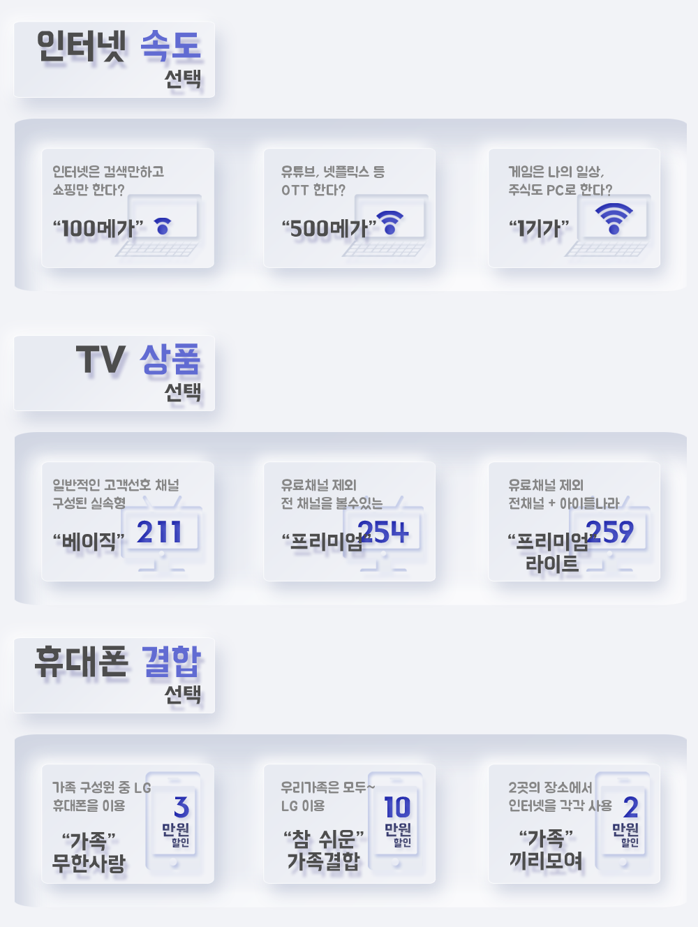 LG 인터넷 상품 선택